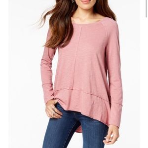 Style Co Cotton High-Low Top Natural Blush